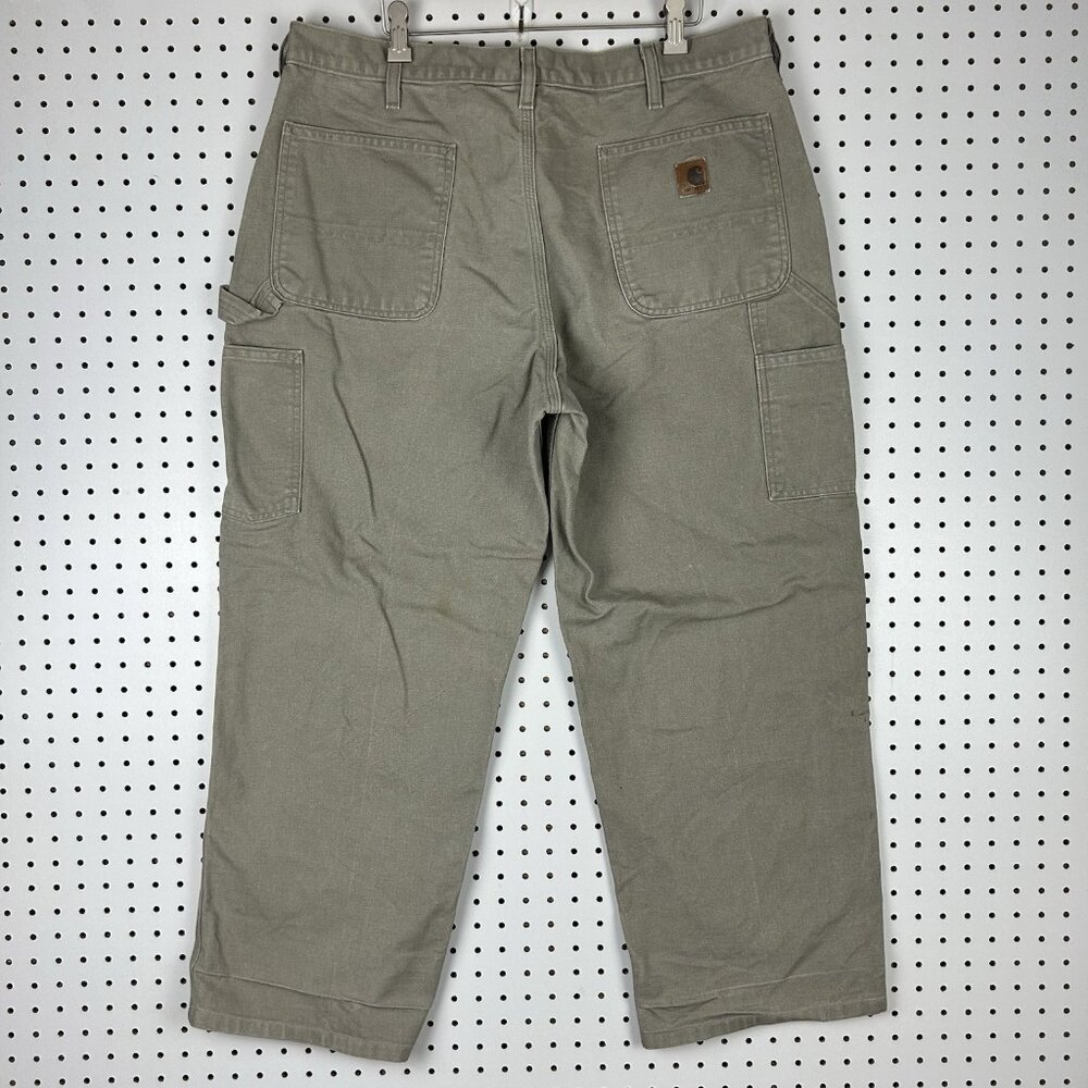 Carhartt Carpenter Pants‎ 38x29 B11 DES Distressed Faded Work Wear Leather Patch
